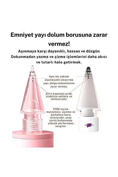 Fuchsia Apple Pencil 1. 2. Nesil Pencil Pro USB-C iPad Pro Air Yeni Nesil 6'lı Dayanıklı Yedek Uç ve Kutusu