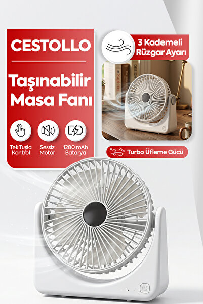 Cestello Masa Üstü Vantilatör Fan 3 Kademeli Lityum Pil Turbo Üfleme Sessiz Ç...