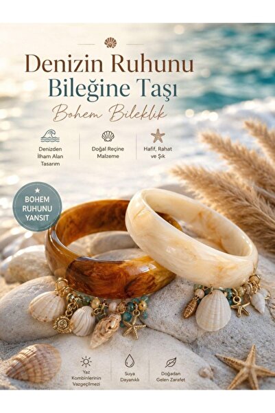 TR Bohem Reçine Kalın Bileklik – Maré Cream