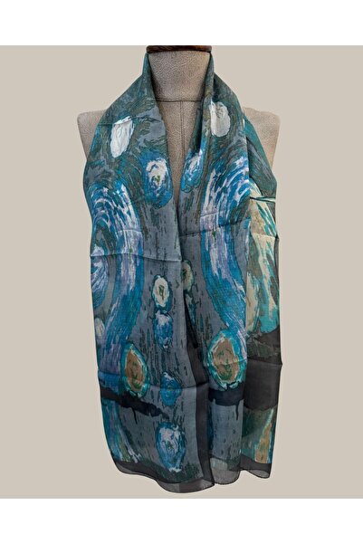 Pure Silk Atelier %100 Saf İpek Van Gogh Yıldızlı Geceler Desenli Lüks Fular ...