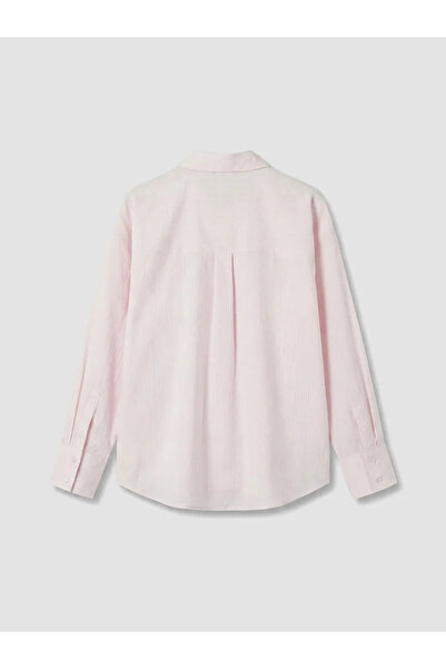 LC Waikiki Ροζ ριγέ γυναικείο πουκάμισο oversize