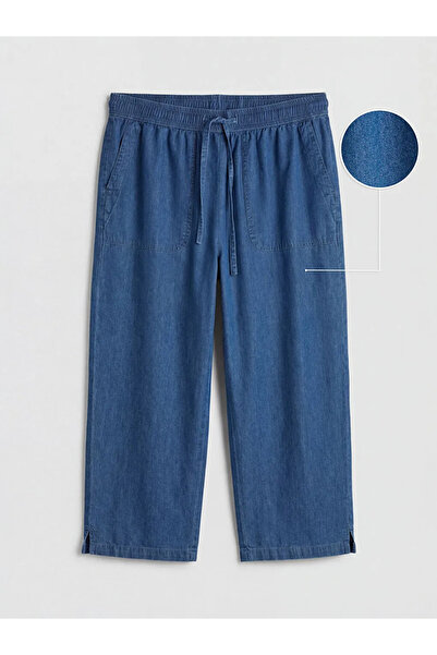 LC Waikiki Blue Women's Jean Capri with Elastic Waist