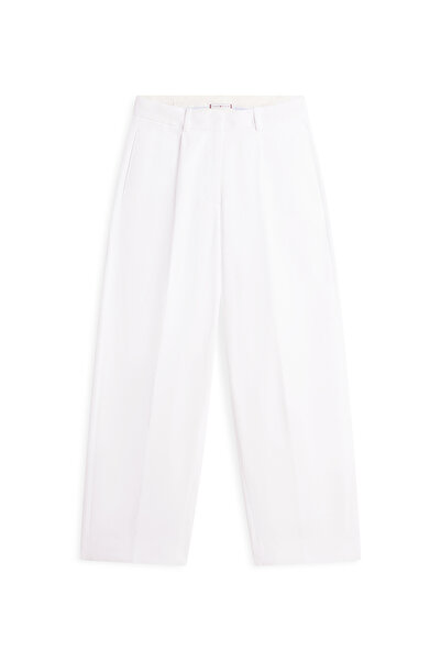 Tommy Hilfiger Beyaz Kadın Pantolon COTTON BARREL PLEATED CHINO