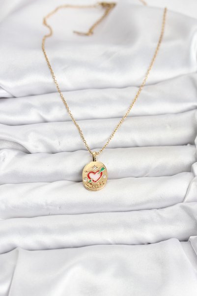 NO BRAND 316L Steel Chain Gold Color Heart Figured Women's Necklace 5886