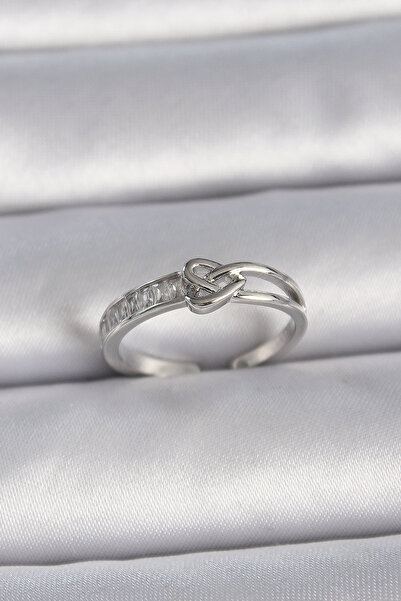 gelalbe Brass Silver Color Adjustable Zircon Stone Knot Heart Model Women's F...