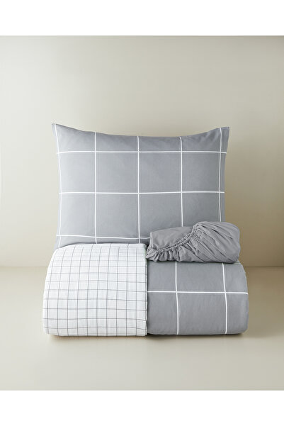English Home Timeless Grid Kolay Ütülenir Tek Kişilik Nevresim Takımı 160x220...