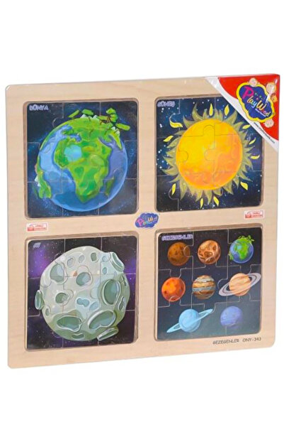 Play Wood Wooden Educational 4-Piece Puzzle Planets Ony-343