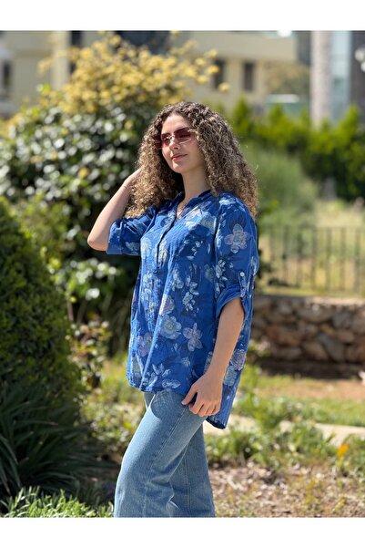 Punta Otantik NC15425 بلوزة إيطالية من القطن بثلاثة أزرار ساكس