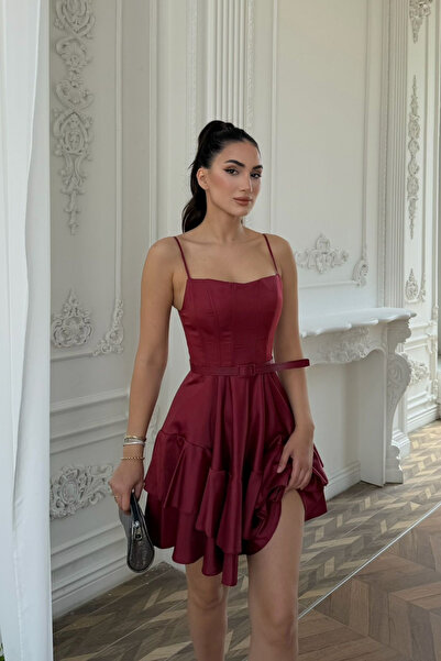 Sindimoda İlgi Kemer Detay Mini Askılı Elbise 2004