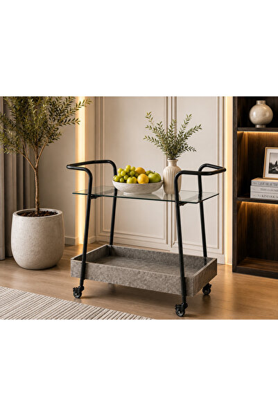 N.zone Modern Serving Trolley with Wheel & Luxury Design - 70cm Width & 75cm ...