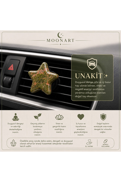 MoonArt StarStone Doğal Taş Araç Koruma Niyet Objesi Kaplan Gözü
