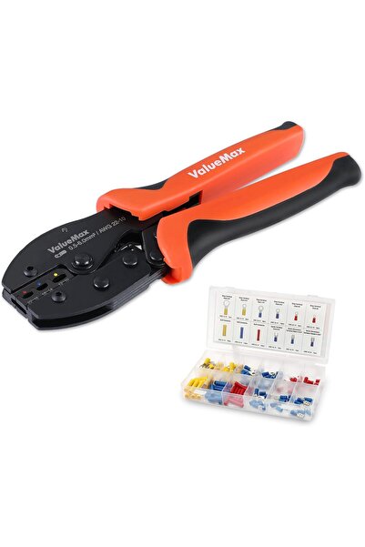 ValueMax Crimping Tool Kit with 100 pcs Wire Terminals, 0.5-6.0 mm², Self-Adj...