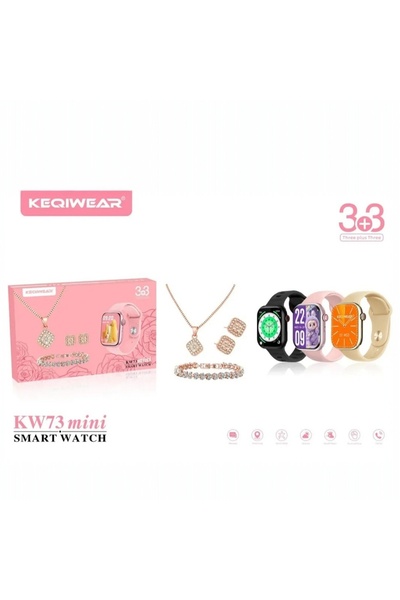 KEQIWEAR KW73 mini Smartwatch HD Display Fitness Tracker 3+3 with jewellery, ...