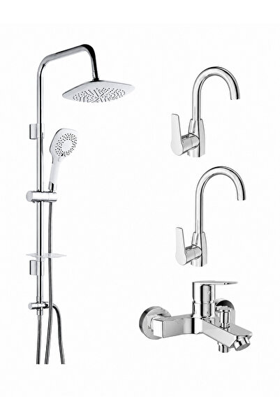 KALE Mare Bathroom Rotary Sink Kitchen Faucets and Tema 53270 Bianco Shower S...
