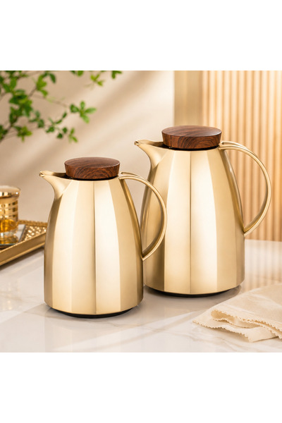 Dania ☕ ✨   Trams Tea and Coffee Set Fast – Matte Gold with Elegant Wood Touc...