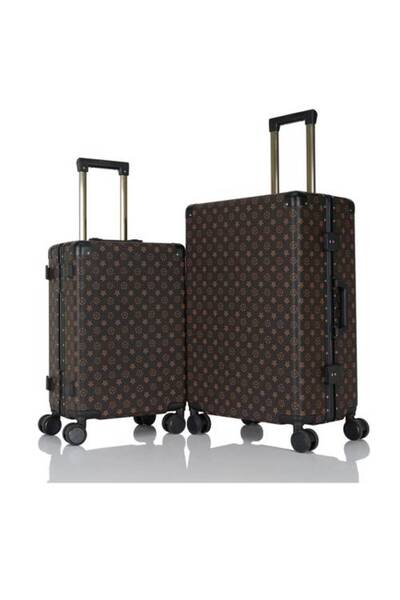 Assoda Fiber and leather plaid luggage set, 2 pieces