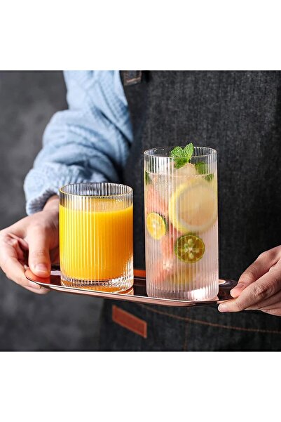 BPA Silk Route - Glass Cups Vintage Glassware Set, 4 Pcs Ribbed Drinking Glas...