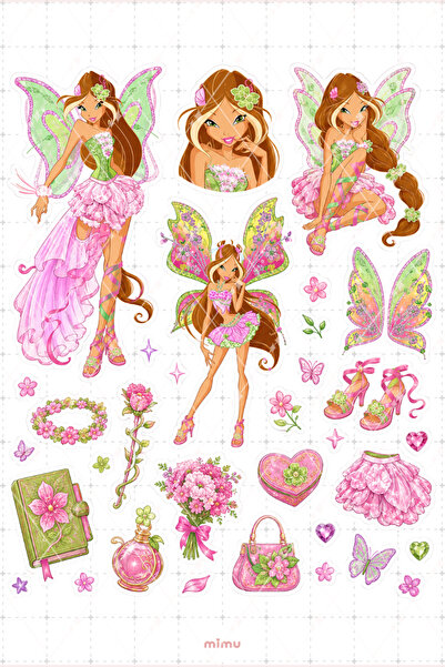 Mimu Art Studio Flora Çiçek Perisi Sticker Seti Winx Club Sihirli Kız Temalı ...