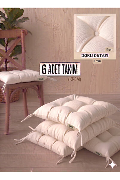 Mirayra Tekstil Set od 6 jastuka za stolice, vezanih, pufnastih, za kuhinju i...
