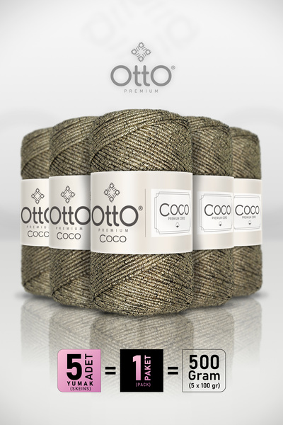 Otto Coco - Light Gold - 5-Pack - 2Mm/100Gr/125M - Glitter Cotton Bag and Acc...