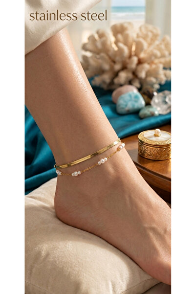 stainless steell Gold Color Italian 3 Inch Steel Anklet