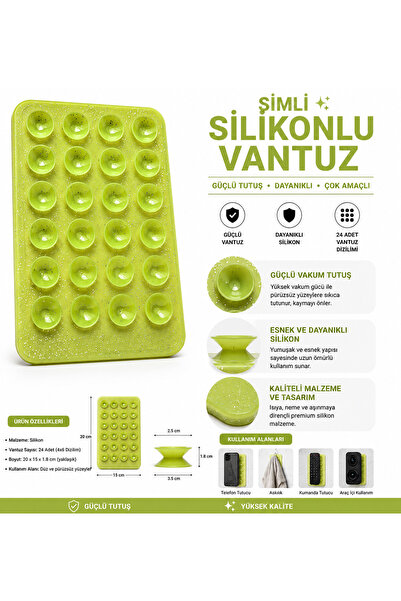 HYPERSOFT Tüm Telefonlarla Uyumlu Yapışkanlı Kaymaz Simli Silikon Vantuz Tele...