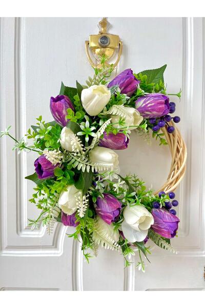 Beykan handmade Purple Garden Door Decoration Bamboo Wreath