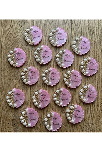 StoreGiz (50 Adet) Pembe İncili Epoksi Magnet Bebek Hediyeliği - Kız Bebek Ma...