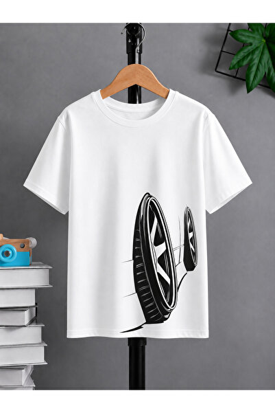 VODEXA Tricou oversize unisex cu imprimeu TYRES, 100% bumbac, croială confort...