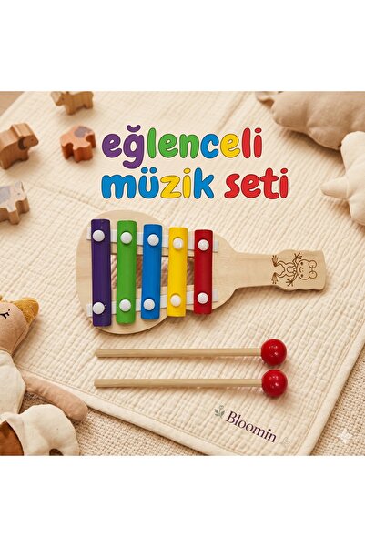 Bloomin Ahşap Gitar Ksilofon 5 Nota Ksilefon Çalgı (KÜÇÜK BOY) Selefon Oyunca...