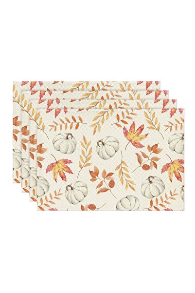 OEM Set de 4 suporturi de masă, cu design dovleac și frunze de arțar, 30x45 cm