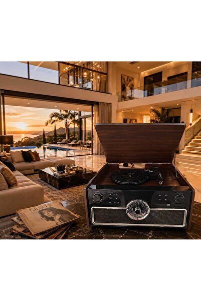 Banum Luxury Victrola Empire 6'sı 1 Arada Bluetooth Retro Pikap / Plak Çalar