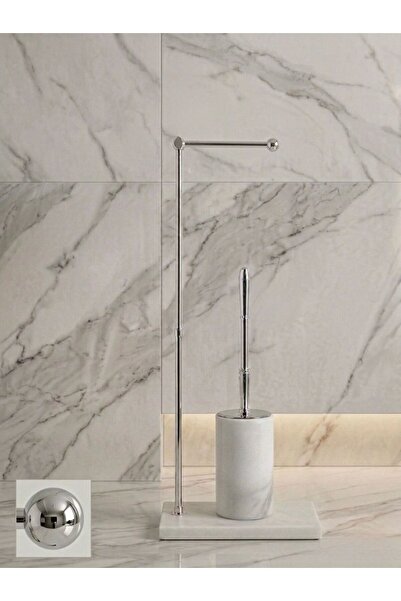 Marble Bathroom Set of 2,WC Brush Holder,Natural Stone Marble WC Paper Holder