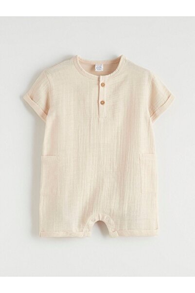 LC Waikiki Lcw Baby Crew Neck Baby Boy Muslin Jumpsuit