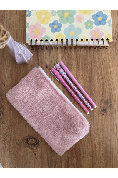minyaturhayalim Peluş soft pembe dikdörtgen kalem kutusu kalemlik astarlıdır ...