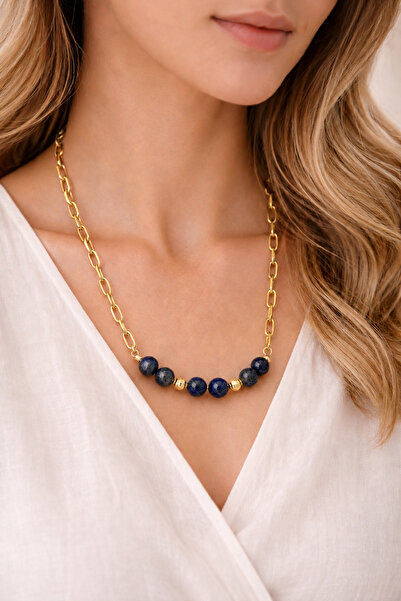 Camellie KY Jewels Azure Lapis | Lapis Lazuli Doğal Taş Altın Kaplama Ataç Zi...