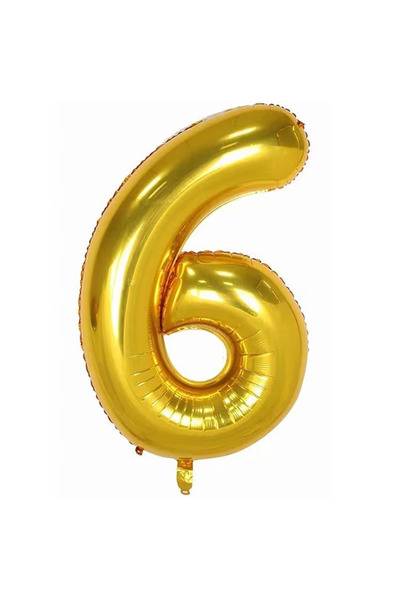Balonsan 40" Gold -6- Number Foil Balloon 100 cm