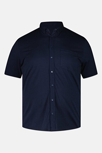 CELIO Men Regular Fit Solid Short Sleeves Casual Shirt, Navy Blue