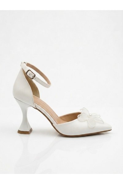 afra shoes حذاء زفاف ميموزا بكعب كأس بطول 8 سم مزين بزهرة من الحجر الأبيض