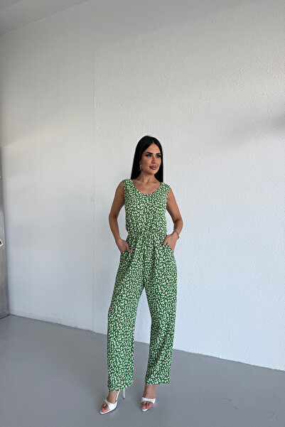 KAMACI BUTİK V-Neck Ruched Jumpsuit