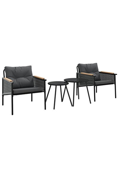 vidaxl Set mobilier de balcon, 4 piese, cu perne, negru, oțel