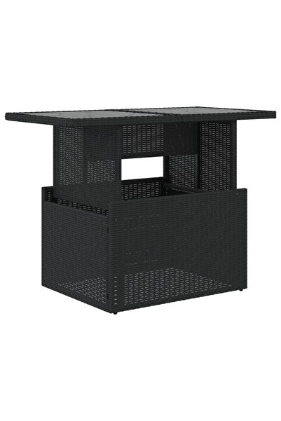 vidaxl Garden table with glass top, black, 100x55x73 cm, polyrattan
