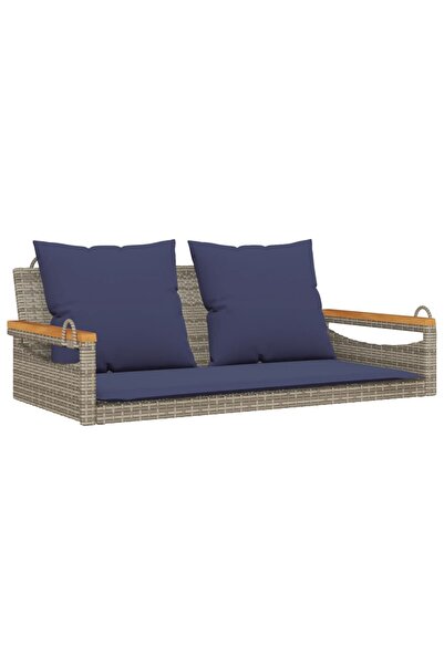 vidaxl Rocking bench with cushions, grey, 109x62x40 cm, polyrattan