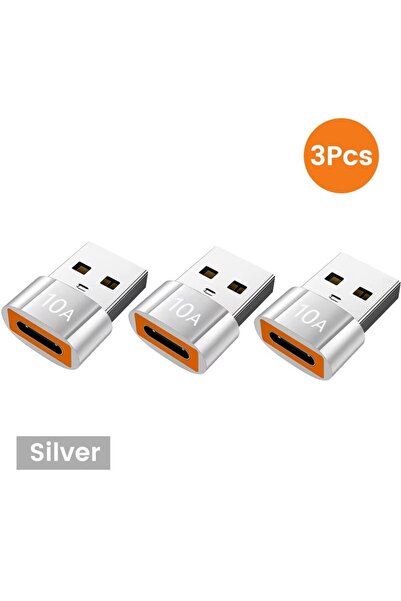 Choice8 3PCS SliverB 10A OTG USB 3.0 To Type C Adapter USB Female To Type c M...