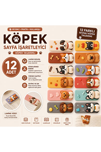 Minimaliz Studio Köpek Tasarımlı Sayfa Işaretleyici 12 Adet | Sevimli Kitap A...