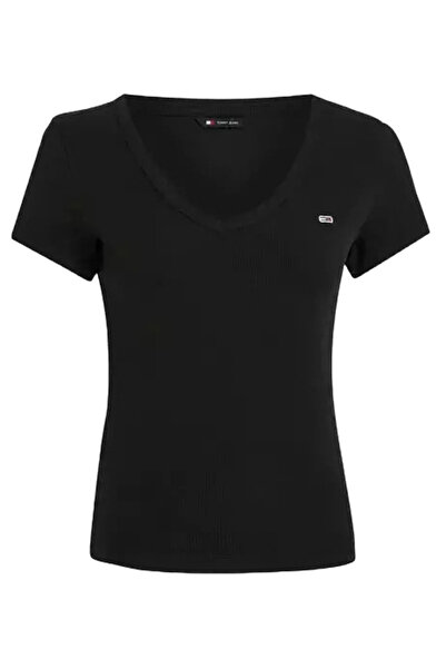 Tommy Hilfiger Γυναικείο Slim Essential T-shirt Μαύρο Tommy Jeans DW0DW17385-BDS