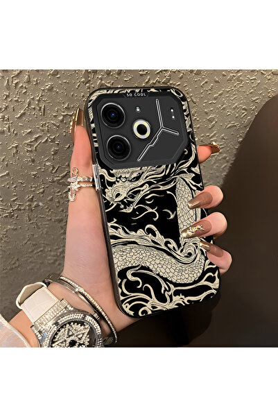 PATTERNOVA Tecno Pova 6/Pova 6 Pro 5G Uyumlu Klasik Ejderha Desenli Darbeye D...