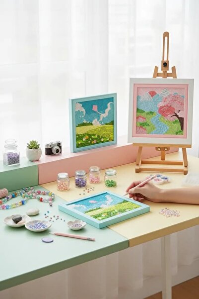 Miniso Elmas Çerçeveli Tablo Seti Manzara Temalı – Dekoratif Hobi Seti