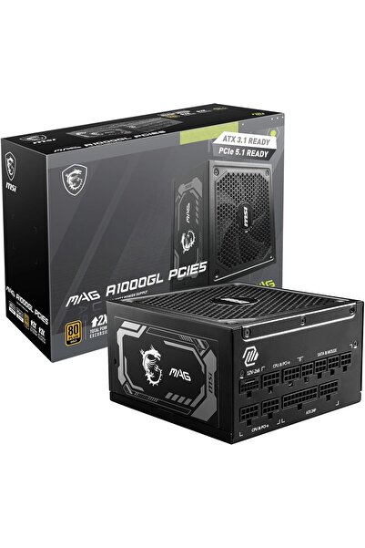 MSI MAG A1000GL PCIE5 1000W 80 PLUS Gold Modular Power Supply - Black