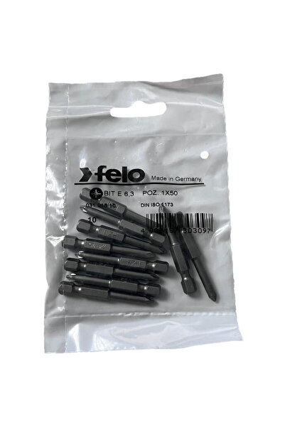 FELO Set de 10 biți, profil industrial, tip Pozidrive, E6.3, PZ1, 50mm